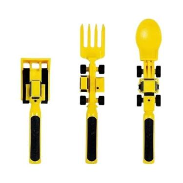 Imagem de Conjunto De Utensílios De Jantar Para Crianças Carro Escavadeira Pá Co