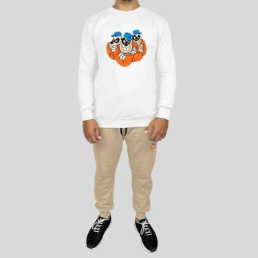 Imagem de Conjunto Calça e Blusa Moletom Careca Sem Capuz Algodão Estampado Brot