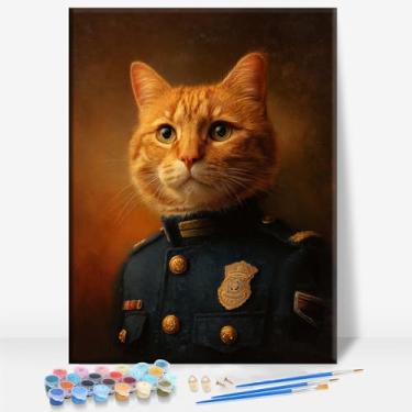 Imagem de HUINORYA Police Officer Special Ocupation Canvas Quadro DIY Kit de pintura por números bar café caverna sala de casa parede banheiro varanda pátio decoração presente, 40,6 x 30,5 cm