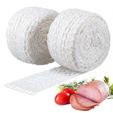 Imagem de GliCraft 2 rolos de rede de carne de 5 m, rede elástica de meia de presunto tamanho 22, rede elástica de carnes defumadas, rede de presunto de aves, rede de barbante para açougueiro, cozinhar, fumar