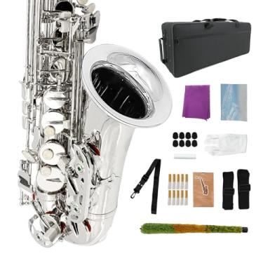 Imagem de Conboxus Kit completo de saxofone alto Eb para estudantes para iniciantes com almofadas, estojo de transporte rígido, alça de pescoço, palhetas, pano de limpeza e vara, bocal, luvas