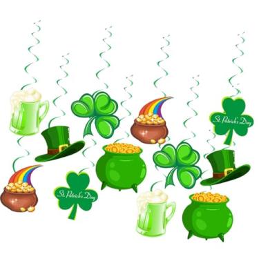 Imagem de Baoblaze Kit com 12 Decorações para o Dia de São Patrício, Acessórios para Festas, Cofrinho de Dinheiro, Chapéu de Cerveja para Casa, Quarto, Escritório e