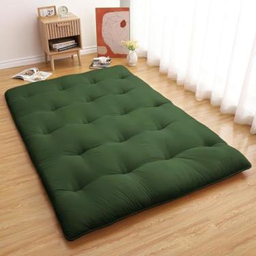 Imagem de Colchão de futon japonês tamanho casal 203 x 137 cm, cama de chão preguiçoso dobrável engrossada para adultos, tapete de dormir de tatami, colchão de futon resistente à água para casa, acampamento