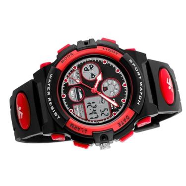 Imagem de ZJchao Relógio de Pulso Digital de Quartzo para Crianças, Meninos, Meninas, Esportes Ao Ar Livre, Alarme, Led, Choque Luminoso, Pulseira Pu, Relógio Infantil (Vermelha)