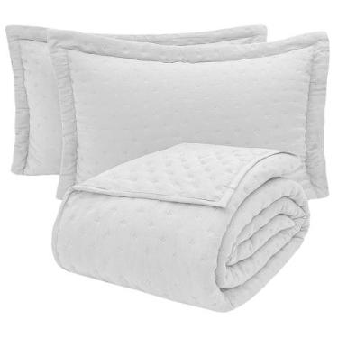Imagem de Kit Cobre Leito Colcha Ryviera Casal Dupla Face 3 Peças - Branco - 100