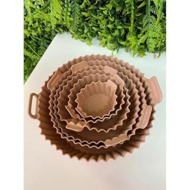Imagem de Kit 6 Formas de Silicone para Air Fryer | Moldes Antiaderentes em Tamanhos Diferentes | Acessório Reutilizável para Fritadeira Elétrica até 230°C(MARROM)