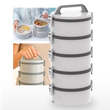 Imagem de Marmita Térmicas 1,5L 5 Andares Marmitex Pote Hermético Vasilha Tampa e Trava Soprano Cinza (UNITÁRIO)