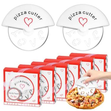 Imagem de Cortador de pizza de 30 peças, lembrancinhas de festa de casamento para convidados, mini cortador de pizza de aço inoxidável com caixa de presente vermelha para decoração de chá de bebê de noiva