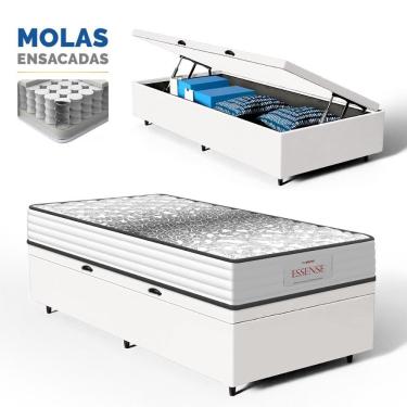 Imagem de Cama Box Baú com Colchão de Molas Ensacadas Double Face Essence Probel Solteiro 88cm