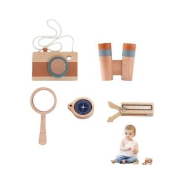 Imagem de Conjunto De Aventura Ao Ar Livre Brinquedos De Madeira Lupa Telescópio