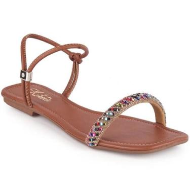 Imagem de Sandália Rasteira Feminina Com Tira Grossa de Strass Super Confortável