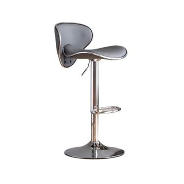 Imagem de Banquetas altas de couro PU para cozinha, ilha, balcão, leve e luxuosa, bancos de bar europeus, cadeiras de bar eleváveis (cinza)