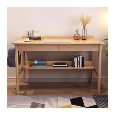 Imagem de Mesa de escritório versátil de madeira, mesa de estudo, mesa de trabalho, escritório, escritório, escritório, escritório, retangular, fácil de instalar (natural, 80 x 60 x 75 cm)