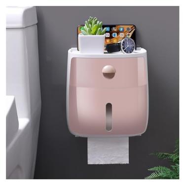 Imagem de x3anggyt5 Capa para caixa de lenços de papel higiênico montada na parede, suporte de papel higiênico, suporte de armazenamento de papel em rolo de camada dupla, prateleira organizadora com gaveta