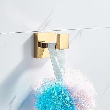 Imagem de Conjunto de ferragens de banheiro cromado preto em aço inoxidável, gancho de toalha, suporte de papel higiênico, anel de toalha acessórios de banheiro, suporte de papel dourado, China (gancho dourado