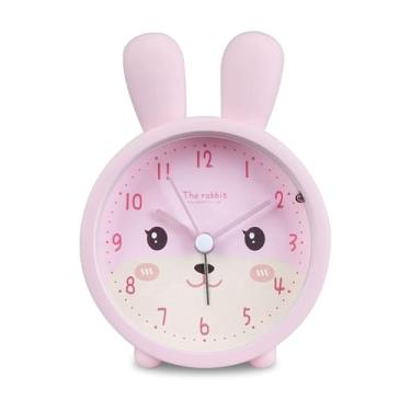 Imagem de x3anggyt5 Despertador para quarto despertador sem tique-taque coelho despertador silencioso com luz relógio de mesa de estudante