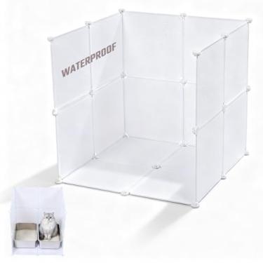 Imagem de Caixa de areia para gatos à prova d'água protetor contra respingos tamanho XXL, folhas de plástico leve com capa fita de martelo e fita métrica 60 cm L x 70 cm L x 70 cm A