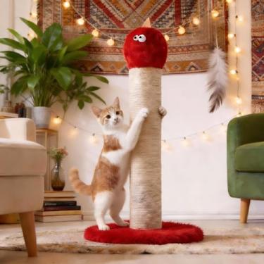 Imagem de Keygarzone Poste arranhador para gatos de 56 cm, arranhador de sisal para gatos com brinquedo interativo, mastro para arranhar monstros para gatos internos, arranhador fofo para gatos e gatos grandes