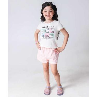 Imagem de Short Infantil Sarja Clochard Bolsos Tam 4 a 10 Rosa-56209 - Bimbus, 6