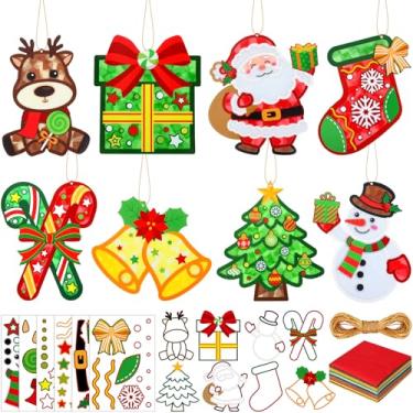 Imagem de DoubleFill Conjunto de artesanato de apanhador de sol de natal ornamentos vitrais colorido janela de Natal arte e artesanato para sala de aula projetos de férias decoração de presentes de festa para