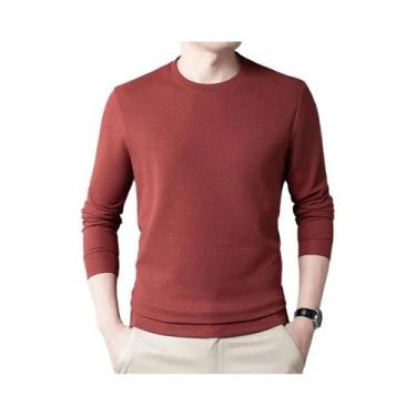 Imagem de Camiseta Masculina De Manga Longa Em Malha Waffle, Casual, Sólida, Com