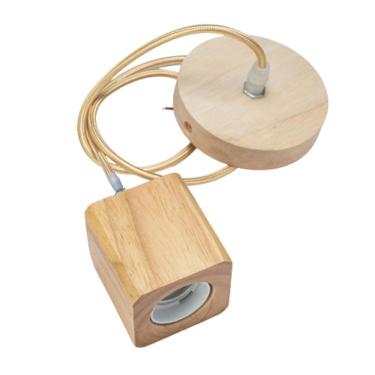 Imagem de 2 Lustres Pendentes Rústicos Com Canopla De 1M Em Madeira