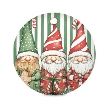 Imagem de STAYTOP Gnomos de Natal fofos jogos americanos redondos 6 peças, tapetes de mesa antiderrapantes fáceis de limpar para casa, cozinha, churrasco, festa, decoração de mesa