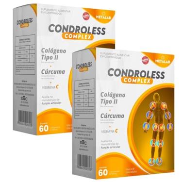Imagem de Kit 2 Colágeno Tipo 2 com Cúrcuma e Vitamina C em Comprimidos Colageno Curcuma Colageno Tipo II Não Hidrolisado Não Desnaturado para Articulacoes e Cartilagem Suplemento Diário
