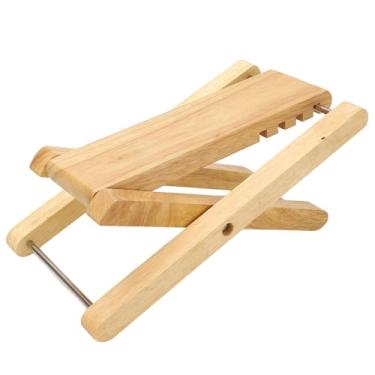 Imagem de Apoio para pés de guitarra Ainoli, 4 posições de altura ajustável, dobrável, portátil, descanso de pé para guitarra de bambu, para prática de performance