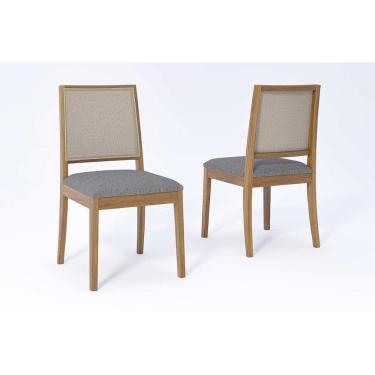 Imagem de Cadeiras Cozinha Buriti Kit 2 Un Carvalho/Linho Grafite Cimol