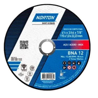 Imagem de Disco de Corte BNA 12 115x1,0x22,23mm NORTON-66252846557
