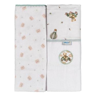 Imagem de Manta Flanelada para Bebê 2 Unidades 79cm x 80cm Baby Joy, urso carro