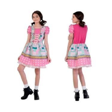 Imagem de Fantasia Vestido De Festa Junina Infantil Caipirinha Rosa