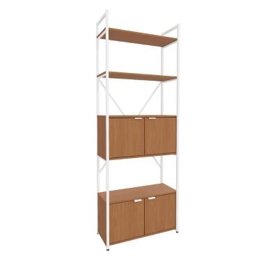 Imagem de Estante Alta 4 Portas 202x72 Cm Li018 Canela Branco