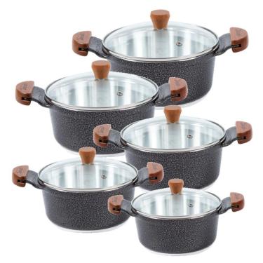 Imagem de Jogo Panela Preto Craqueado Alumínio Usinado Javali Am 16A24