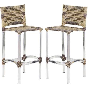 Imagem de 2 Banquetas Madri Em Alumínio Edícula, Cozinha, Balcão Trama Cappuccino