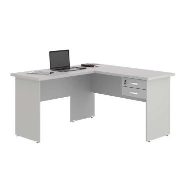 Imagem de Mesa Em L Com Gaveteiro Carper Cinza