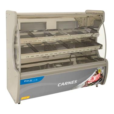 Imagem de Balcão De Frios E Avicola 2mt Polofrio Expositor 1205 Vidro Semi Curvo 110v Faixa Cinza