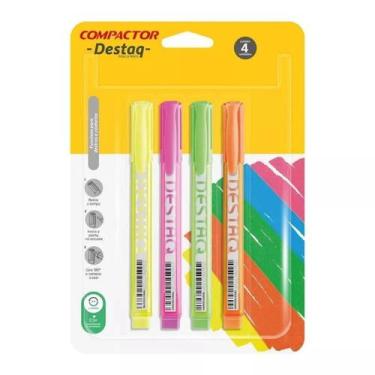 Imagem de Marca texto Destaq Compactor 4 cores neon, ponta chanfrada