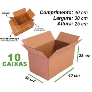 Imagem de 10 Caixa de Papelão 40x30x25 M - Nova Atacado Transporte Resistente Es