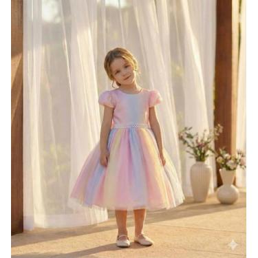 Imagem de Vestido Infantil Marie Arco Iris Melissa- Candy, 3, Pastel pink