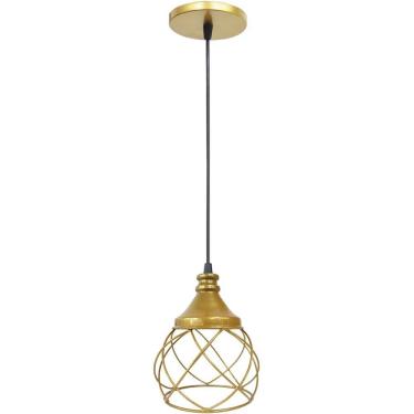 Imagem de Pendente Aramado E s f e r a B a l o n ê Dourado Lustre Luminária Teto Regulável Sala Cozinha Industrial Agp