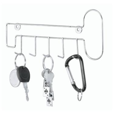 Imagem de Porta Chaves Suporte Cromado com 5 Ganchos Decoração Organização Casa