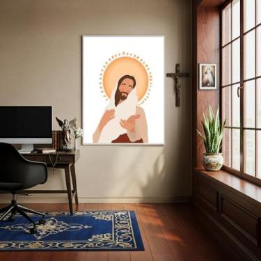 Imagem de Quadro Decorativo Jesus Cristo Desenho - 70X50Cm - Quadros On-Line