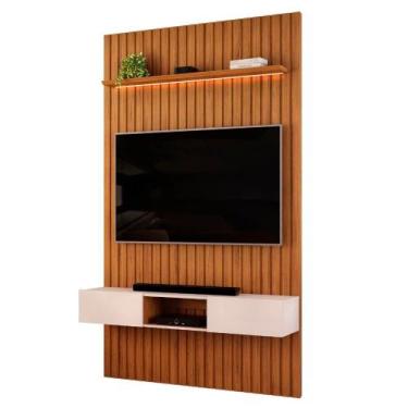 Imagem de Painel Para TV Até 55 Polegadas 1,43m Ripado Autêntico Com Led e Nicho