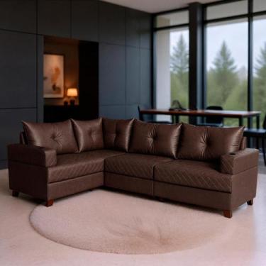 Imagem de Sofá 4 Lugares 1,77x2,57m Canto Essenza Gold Bom Pastor, Café Veludo P