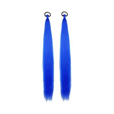 Imagem de Peruca Roxa Escura Com Rabo De Cavalo Duplo 2 Peças Acessórios De Cabe