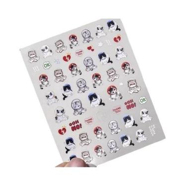 Imagem de Adesivos De Unha 3D Em Relevo Com Animais, Autoadesivos, Cães, Gatos, 