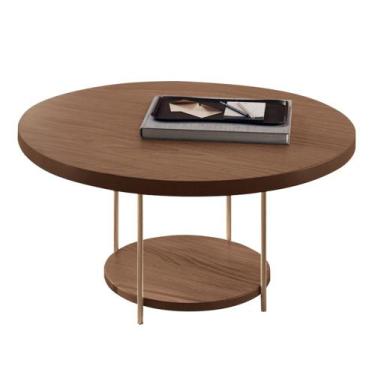 Imagem de Mesa de Centro Redonda Pés Metálicos Mindy H01 Castanho - Mpozenato, C
