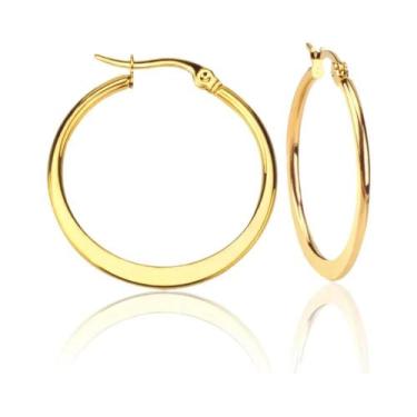 Imagem de Brincos De Argola Em Aço Inoxidável Banhados a Ouro 15mm 25mm 35mm Vin